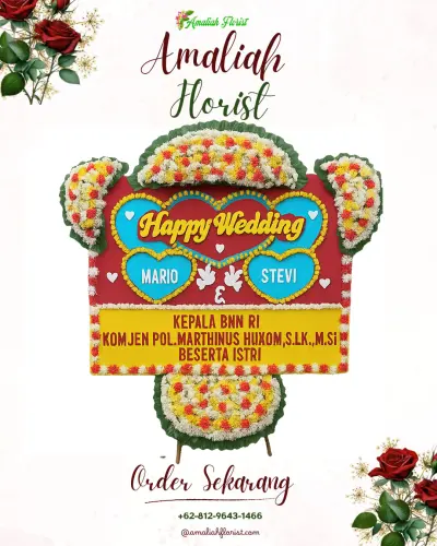 Karangan Papan Bunga Pernikahan di Selomirah